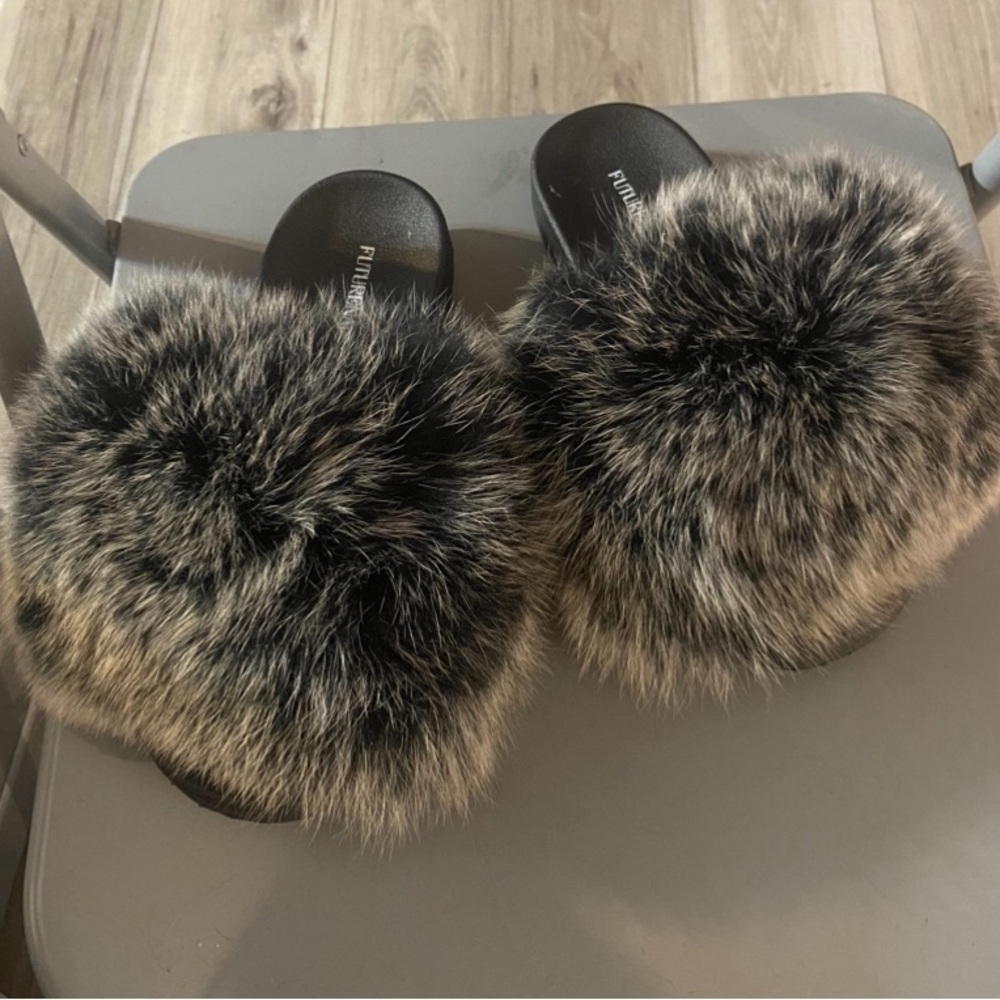 Grey Real Foxy Slides